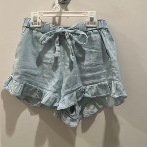 Light blue ruffle shorts